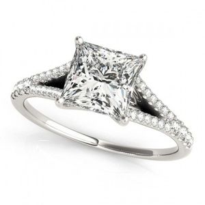 14k White Gold Diamond Princess CutEngagement Ring